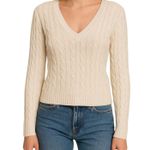 Brandy Melville Cream Cable Knit V-Neck Sweater Soft Cozy Classic Knitwear Baisc Photo 0