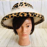 Vintage Women’s Cheetah Feather Hat Black Photo 0