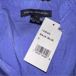 French Connection Puff Sleeve Crepe Button-Up Top Preppy Blouse Size 2 Baja Blue Photo 4