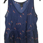 Marc by Marc Jacobs  Navy Sleeveless Bird Print Silk Shirt Photo 0