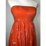 Free People  Strapless Midi Dress XS Orange Florals Photo 9