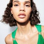 ZARA NEW‎  BEADED KNOTTED DRESS GREEN KNOTTED V NECK Photo 4