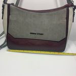 Adrienne Vittadini Burgundy and light gray combo satchel / cross bag Photo 4
