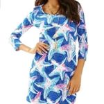 Lilly Pulitzer  Beacon Dress Star Struck Print Starfish Blue Pink Coastal Stretch Photo 0