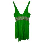 NWT Mandalay Dark Lime Green Silk Beaded Sequin Mini Evening Dress Women Size 14 Photo 5