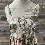 BeachLunchLounge  Tropical Leaf Print Dress Braided Shoulder Button Down Size S Photo 1