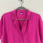 Old Navy  Button Short Sleeve Gauzy Shirt Womens Large Pink Photo 1