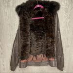 Vintage Maison Blanche leather fur lined jacket coat removable fur vest lining s Brown Photo 13