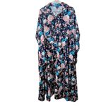 Torrid Floral Crepe De Chine Long Sleeve Button Up Midi Shirt Dress 3X Pockets Photo 3