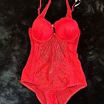 Daisy Fuentes Red Lace Bodysuit - Size Small Photo 1