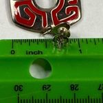Retro Red and Silver Color Metal Dangle Earrings Pierced Post Aztec Tribal Photo 3