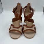 Calvin Klein Zahara Linen Leather Strappy Heel Sandals Women Size 6.5M Brown Photo 10