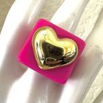 Pink gold tone heart cocktail ring Photo 0