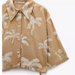 ZARA  NWT Women's embroidered tropical linen Blend shirt M RARE Photo 4