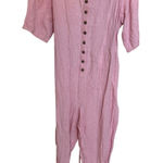 Madewell  Pink Linen Puff Sleeve Tassel Tie Jumpsuit‎ Size XL Photo 0
