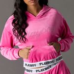 Playboy  Rhinestone Velour Cropped Hoodie Photo 0