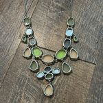 J.Crew Silver Tone Green Peach Statement Bib Necklace Photo 5