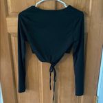 SheIn  Size XS Black Ribbed Tie-Front or Back Ribbed Top Women's Teen Girl Shirt Photo 3
