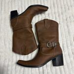 Faded Glory  Brown Western Buckle Heeled Boots Sz 8 Photo 1