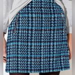 Loft  Navy Blue Wool Blend Houndstooth Tweed Zip Pocket Mini‎ Skirt Size 0 Photo 10