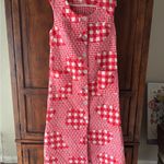 Vintage Red and White Gingham Quilted Maxi Dress Size L Photo 1