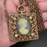 Vintage Unsigned Victorian Lady Cameo Pendant Necklace Photo 13