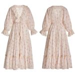 Anthropologie byTiMO Cotton Slub Midi Dress Floral Print Lace Button Down Cottagecore Small Photo 34