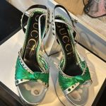 Gucci Crawford Platform Sandals Crystal silver & green platform heels 39 Photo 2