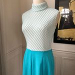 Vintage 60s Sleeveless Turtleneck Maxi Mock Neck Dress M Blue Size M Photo 3