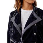 Free People Faye Velvet Jacket Military Style Ebony Grey Color NWT Sz Small $228 Photo 2