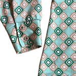 Susan Scott Vintage Geometric Print Button Down Shirt Top Green Gold Size 16 Size M Photo 2