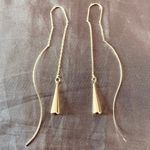 Anthropologie 18K Teardrop Threader Earrings Photo 1