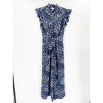 Rebecca Taylor Ava Silk Navy Blue Floral Print Crop Wide Leg Jumpsuit Size 2 Photo 1