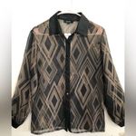 Karin Stevens KAKTUS Womens Semi Sheer Shirt Size Small Contrast Collar & Cuffs New Photo 0