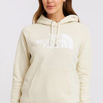 The North Face  Woman’s Large Hoodie Cream Off White Fleece Logo Pullover Photo 0