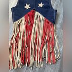 Unique Vintage VTG 1960's 70's Woodstock Fringe Vest RARE Rock Hippie Stars Patriotic Red Blue Photo 10