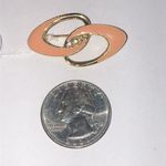 Angel Brand Elegant Gold Tone and Pink Enamel Interlocking Vintage Brooch Photo 2