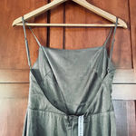 Mistress Rocks Serve It Jumpsuit Satin Sleeveless Wide Leg Khaki Size Small NEW Photo 6