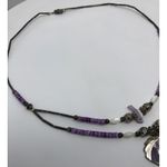 Rare Vtg Silver Horse Necklace Purple Pony Pendant Silver Roses Beaded Bird 16" Photo 13