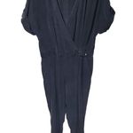 Reiss 100% Silk Elastic Washed Off Style VNeck Short Sleeve Jumpsuit in Black Photo 11