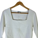 NWT And Now This Women's White Ribbed Square Neck Long Sleeve Crop Sweater Top Size XL Photo 1