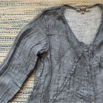 Flax 100% Linen Grey Long Sleeve Button Up Tunic Top Cardigan - Size Small Photo 2