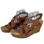 Jellypop  Sandals Platform Wedge Memory Foam Springs Cognac Distress 11M New Photo 6
