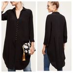 Maeve Anthropologie Ceycen Button Down Tunic Black Sz L Photo 1