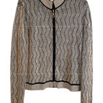 St. John  Collection Knit Cardigan Zip Front Sweater Black & White Photo 0