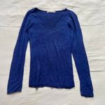 MOUSSY Blue long sleeve knit top with v neck size 1 Photo 5