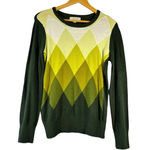 Merona  Y2K Knit Wool Blend Green Patterned Crew Neck Sweater Size Medium M Photo 0