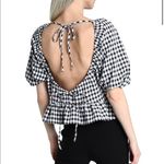 Topshop NWT Gingham Puff Sleeve Peplum Tie Back Crop Top Blouse US 8 UK 12 Photo 1