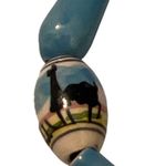 Vintage Ceramic Painted Bead Stretch Bracelets Set Of 2 Handpainted Red Photo 4