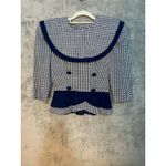 VTG Etoile Skirt Set Size 6 Navy Gingham Peplum Preppy Twee 80s 90s Heritage Blue Photo 1